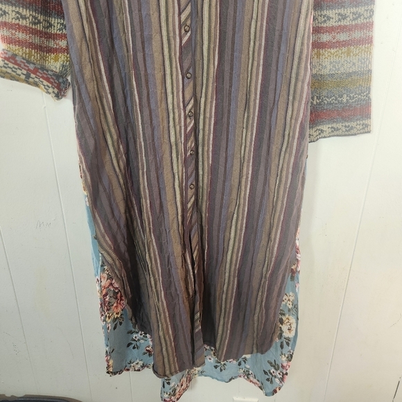 Aratta Silent Journey Mixed Print Long Sleeve Dress Size Medium Anthro Boho - Picture 5 of 16